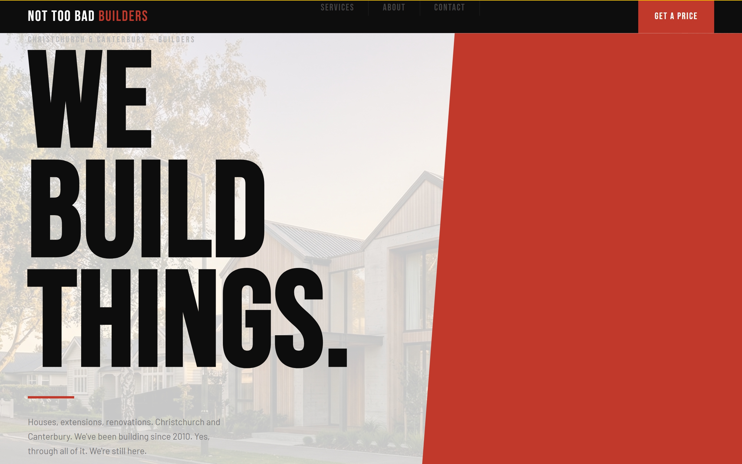 Template preview for Not Too Bad Builders website example