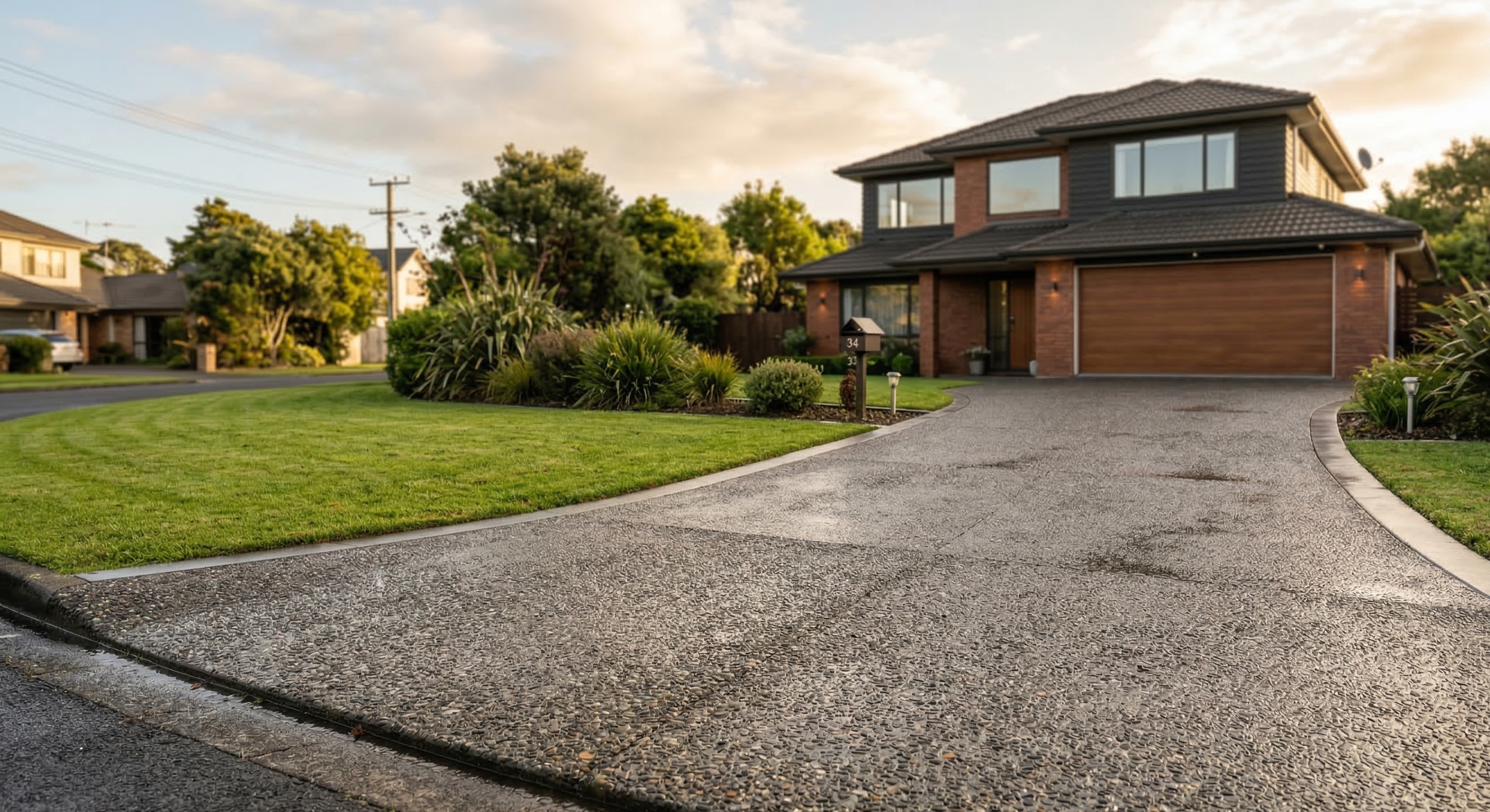 Hard Yards Concreting — exposed aggregate driveway New Plymouth